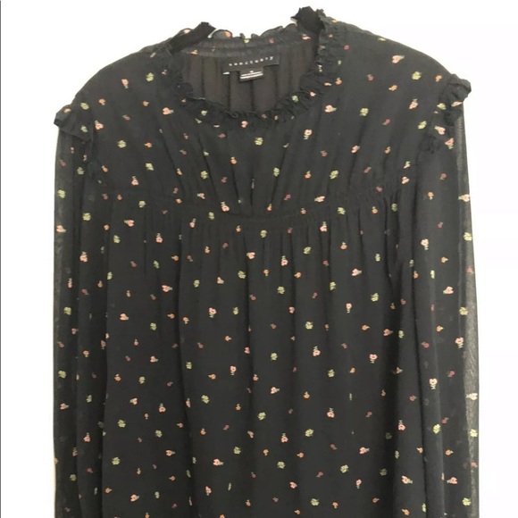 Sanctuary‎ size Small Black Blouse Ruffle Neck - Picture 1 of 7